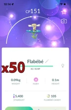 50x Flabebe Blue Pokemon Bundle !! Good Chance of Lucky and Good IVs !! Go