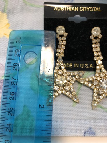 Orecchini a borchie vintage alta moda stella cristallo austriaco made USA nuovi - Foto 4 di 7