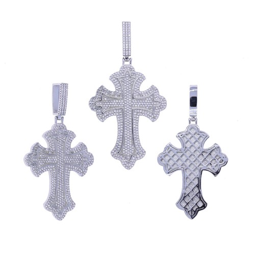 Collar Colgante Cruz Hip Hop con Cadena Ojo de Cruz 5A Circón Joyería Religiosa - Imagen 21 de 30