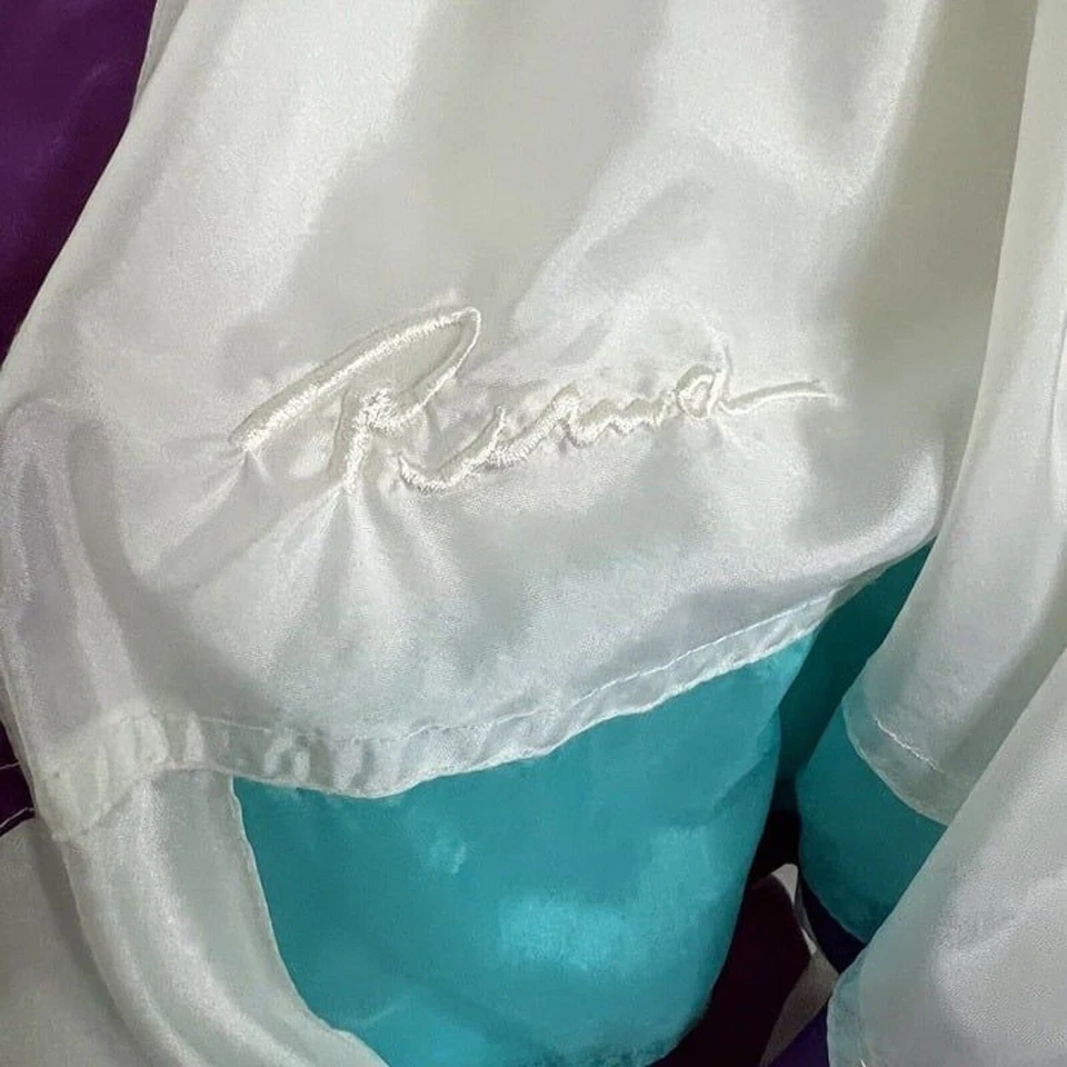 Vintage Puma Machts Mit Qualitat Women's Windbreaker Jacket Size M White Purple - Image 4 of 4