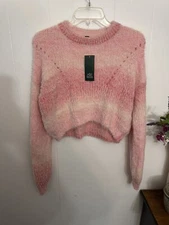 Wild Fable S Pink Cropped Sweater SOFT FUZZY Nylon Acrylic $28 NWT