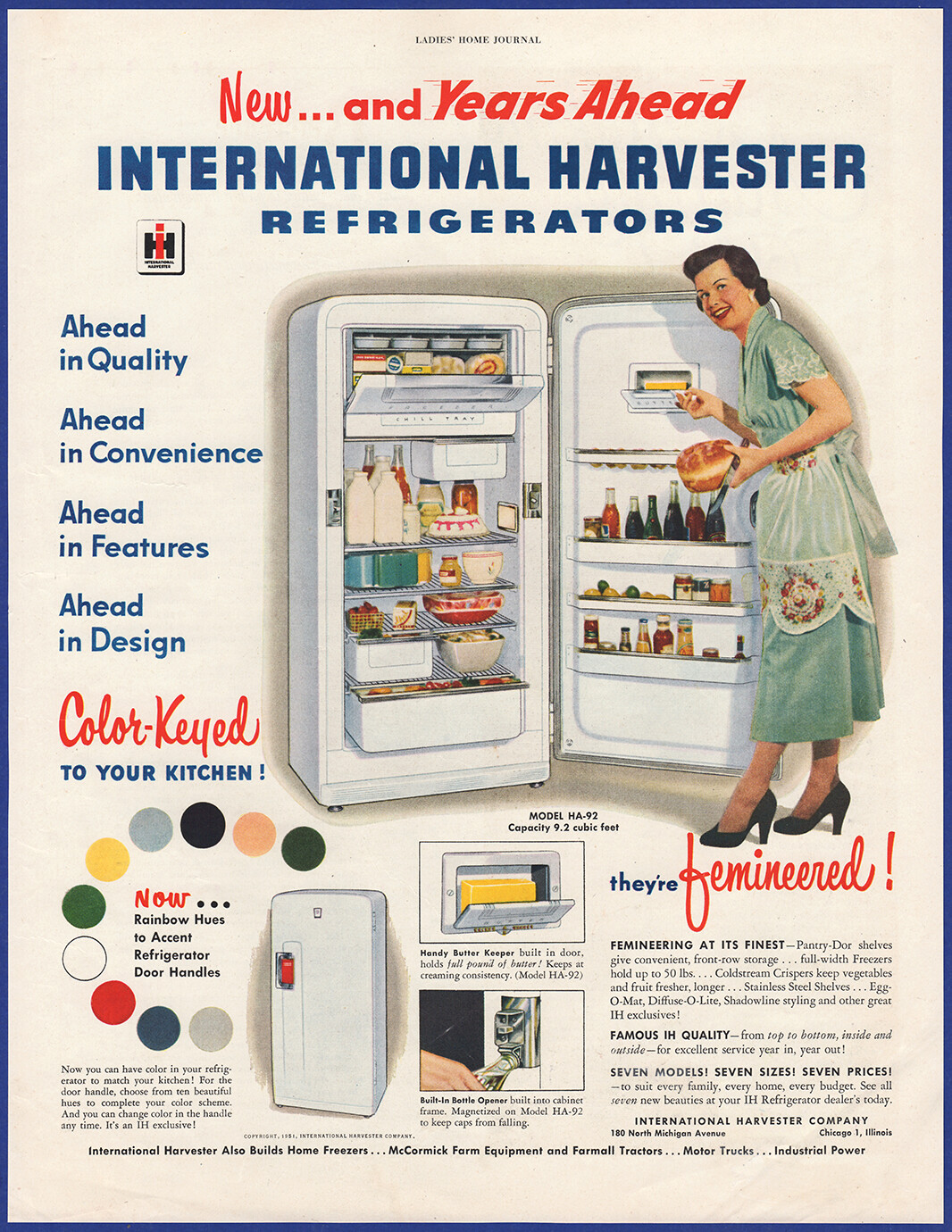 Vintage 1951 INTERNATIONAL HARVESTER Refrigerator Bottle Opener 1950's