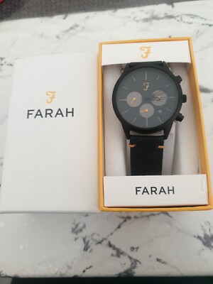 FARAH CHRONOGRAPH CLASSIC ALL BLACK MEN'S WATCH UK