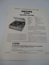 Vintage CES Ltd - Philips 13GF819 Record Player - Service Manual - April 1970