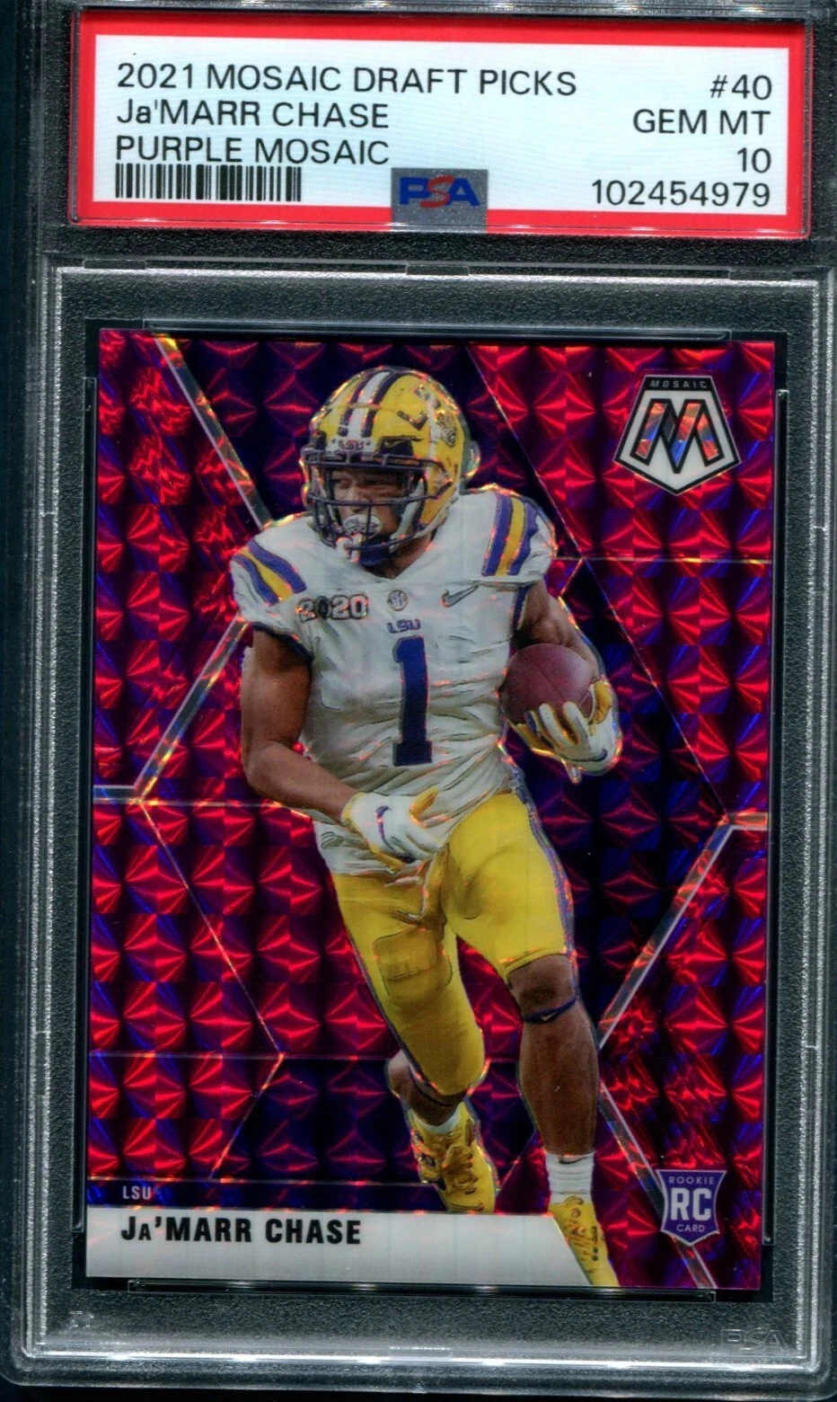 JaMarr Chase Panini Mosaic Draft Picks #40 Purple Mosaic