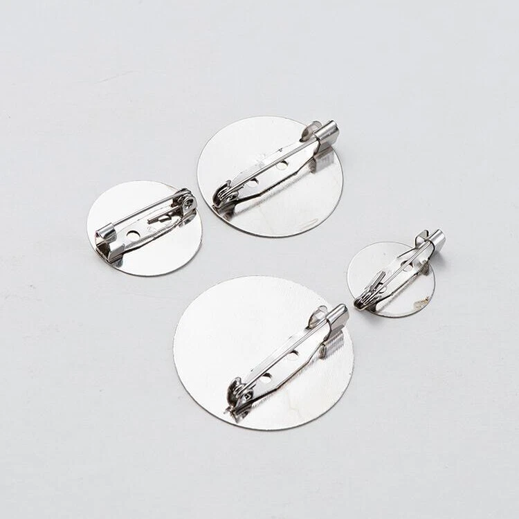 20Pcs Round Brooch Backs Pin Badge Cabochon Platinum Plated 15mm 20mm 25mm 30mm - Image 3 of 4