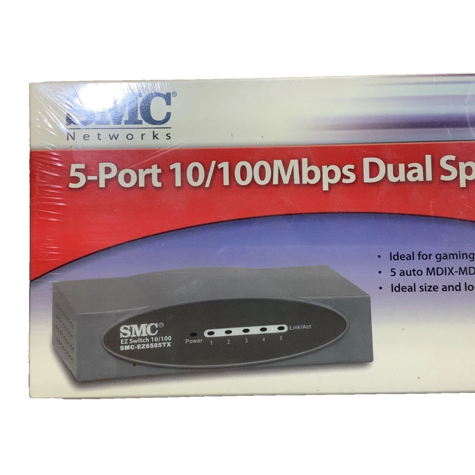 SMC Networks EZ6505TX 5-Port 10/100Mbps Dual Speed Switch 751.0179 Sealed New - Image 2 of 4