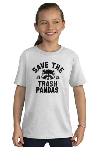 Save The Trash Pandas Adorable Raccoon Gift Youth Crewneck T Shirts Boy or Girl - Picture 5 of 8