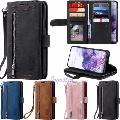Zipper Wallet Card Slot Leather Case Cover For Samsung S21 S20 FE S10 S9 S8 Plus