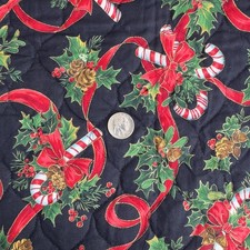 VIP CRANSTON CHRISTMAS Fabric CANDY CANES / POINSETTIAS 1 Yds QUILTED COTTON