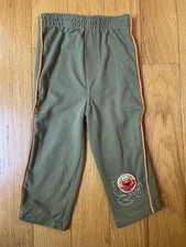 Vintage ELMO Safari Toddler Pull On Pants Size 18m Olive Green Orange Stripe Y2K
