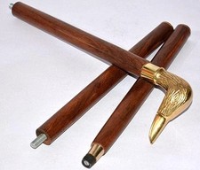 NEWH SOLID ANTIQUE SOLID BRASS HANDLE WOODEN WALKING STICK CANE VINTAGE DESIGNER