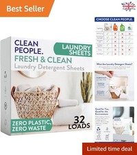 Clean People Eco-Friendly Laundry Detergent Sheets - Hypoallergenic & 32 Pack