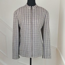 Vintage Anne Klein Wool Blazer size 12 Dark Academia Plaid Jacket Purple Tan