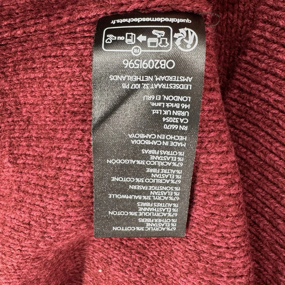 Suéter BDG Para Mujer Mediano Rayas Cuello Redondo Rojo Amarillo De Gran Tamaño Tejido Retro Nuevo Con Etiquetas Foto 4 de 4