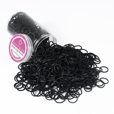 1000 Pcs 3/4 Inch Black Hair Rubber Bands, Small Rubberbands Ponytail Holder No