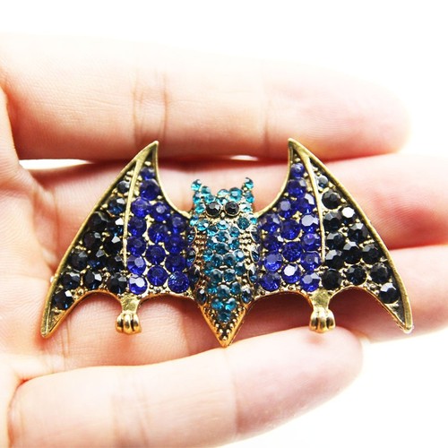 Broches de murciélago con estrás de Halloween para mujer moda prendedores de animales vintage - Imagen 1 de 11