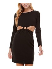 CITY STUDIO Womens Body Con Short Dress Black Long Sleeve Party Juniors S