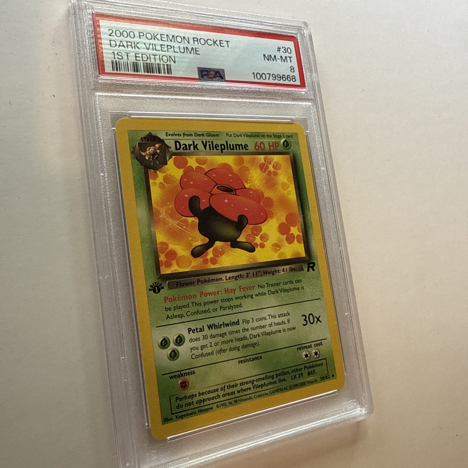 PSA 9 Dark Vileplume (1st Ed.) Team Rocket 30/82 Pokemon Card B11