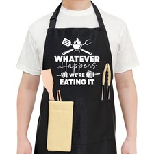 Black Funny BBQ Chefs Aprons for Men Dad Husband Grangpa with Adjustable Neck...