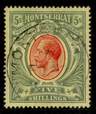 MONTSERRAT GV SG48, 5s green & red/yellow, VFU. Cat CDS