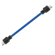 3 Prong Plug Double Male Extension Cord Fit 12 AWG 125V NEMA 5-15P to 5-15P Blue