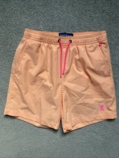 Boys Psycho Bunny Size L 14-16 Orange Lined Swim Trunks