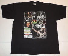 VINTAGE MEN'S 4XL BOB MARLEY ONE GOOD THING ABOUT MUSIC USA MADE BLACK TEE SHIRT