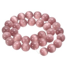 32pcs Light Purple Cat's Eye Stone Beads 12mm Round Crystal Loose Bead