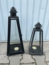 2 lanterne in ferro/lanterna a vento/candela forma piramidale altezza 57 cm e 45 cm