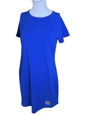 NWOT Michael Kors Dress XS Blue Rhinestone MK Logo Short Sleeve Zip Back