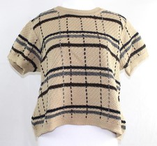 Vintage Liz Claiborne Short Sleeve Cable Knit Grandma Sweater Petite Medium
