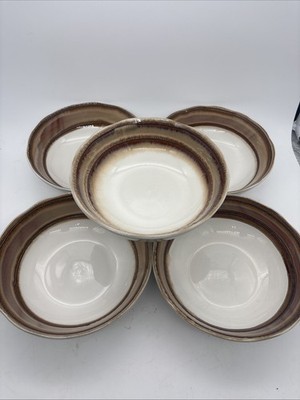 Set Of 5 Sango Waves Brown Cereal Soup Bowls 4971~ 7 3/4 