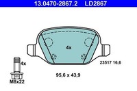 ATE BremsbelÄGe Bremsbelagsatz Hinten Alfa Romeo 147 156 GT Lancia Lybra Fiat