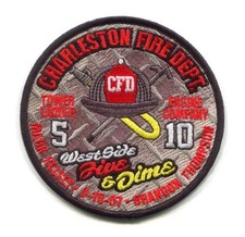 Motor del Departamento de Bomberos de Charleston 10 Torre Escalera 5 Parche Carolina del Sur SC