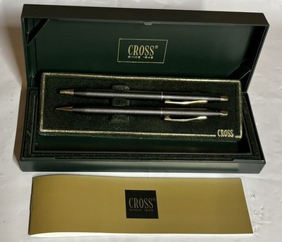 Vintage Cross Matte Black Pen Pencil Set w Case 