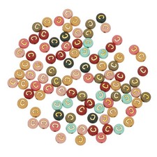 100 Pcs 4x7mm Colorful Round Acrylic Letter Beads with Golden Letter C