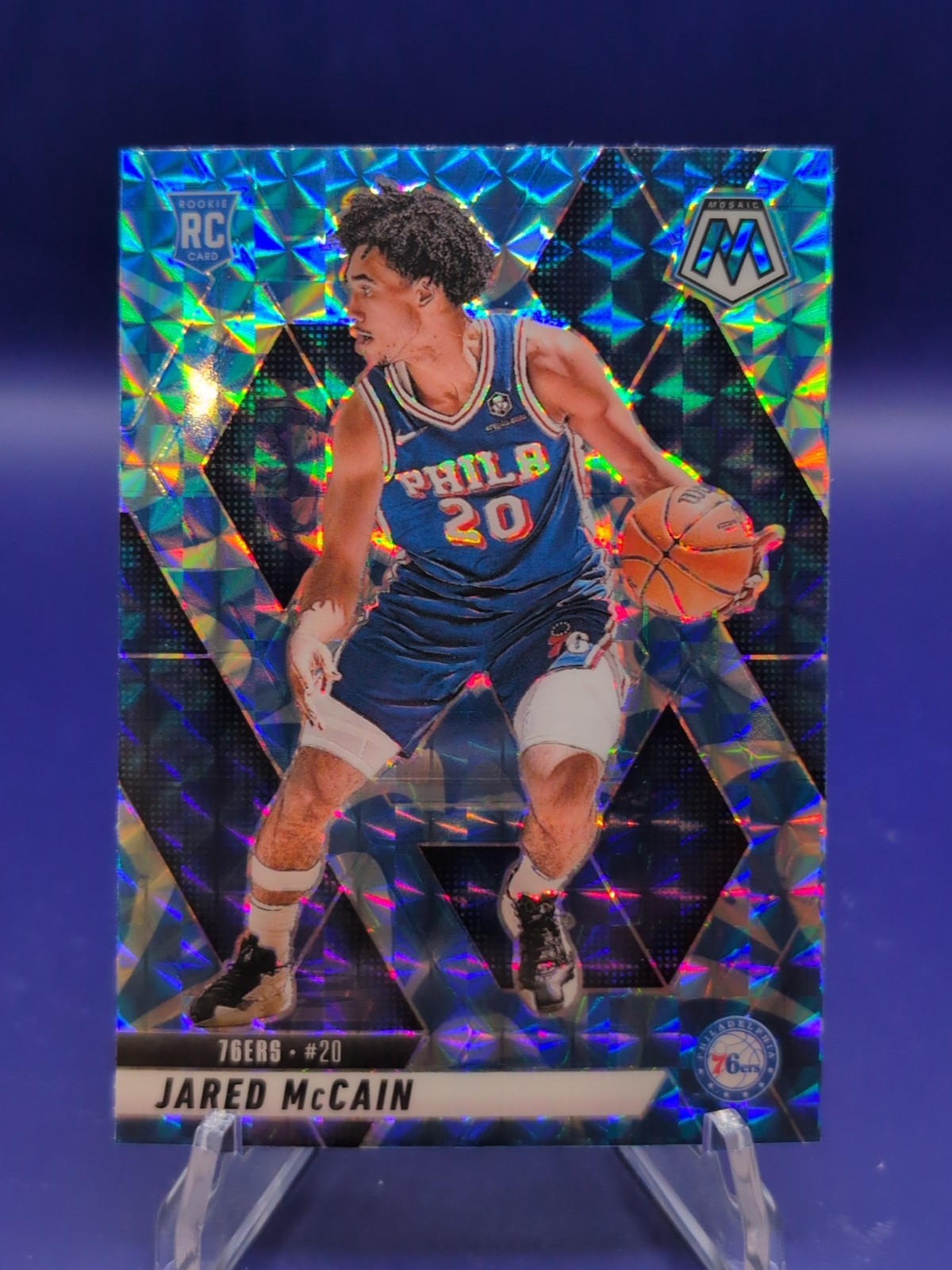 2024-25 Panini Mosaic - Jared McCain #228 Reactive Blue Mosaic Prizm (RC)