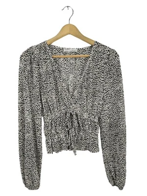 PULL & BEAR Blouse à manches longues Dames Blouse T EU 36 crème-noir élégant - Photo 1/4