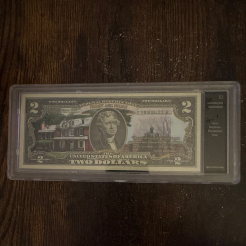 James Buchanan $2 Banknote Uncirculated Authentic