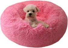 Modern Soft Plush Round Pet Bed for Cats or Small Dogs, Mini Medium Sized Dog