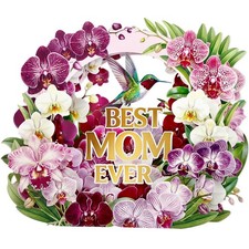 Pop Up Mothers Day Card 5Layer Best Mom Ever, 3D Orchid Flower Pop Up Card M...