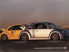 VW Volkswagen New Beetle Cup Poster w/ "Drivers wanted" & VW Logo - 16" x 12"