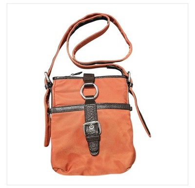 Talbots Orange-Brown Nylon Leather Crossbody Shoulder Bag / Excellent Condition
