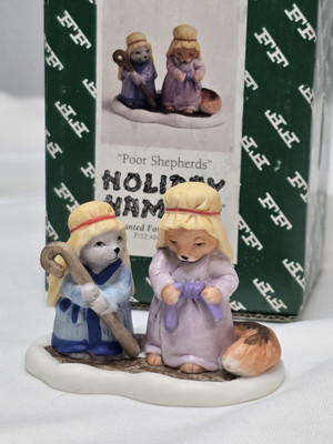 Fitz and Floyd Holiday Hamlet Poor Shepherds Enchanted Forest Nativity Squirrels