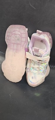 Sweet Girl Love It Girls' Pink Glitter Cartoon Adjustable Strap Flat Sneakers