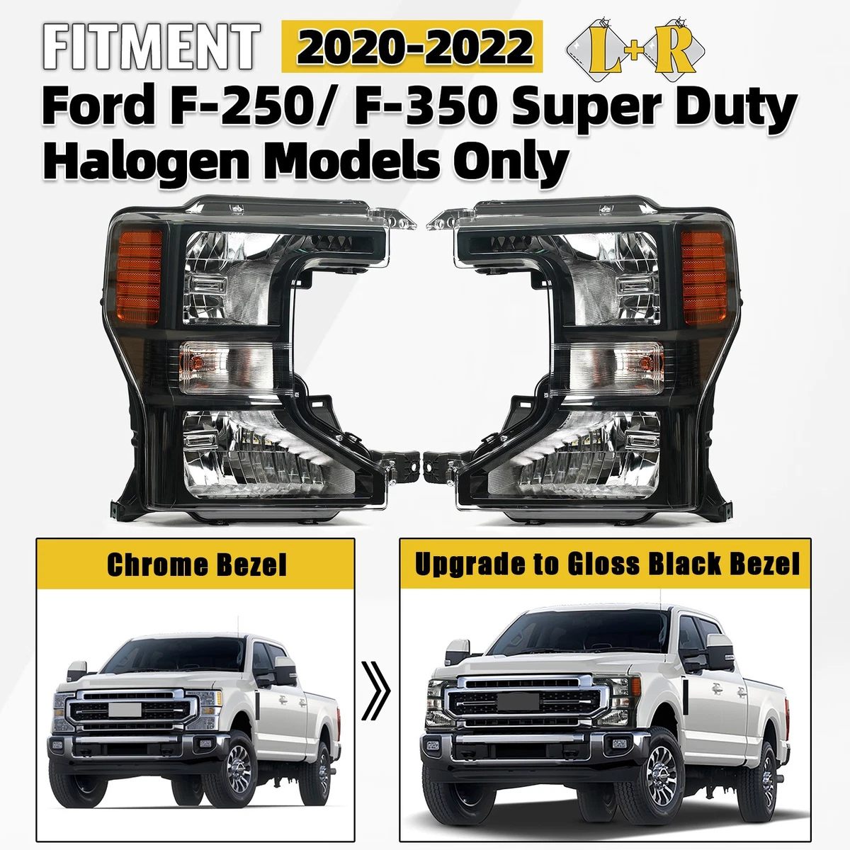 Halogen Headlight For 2020-2022 Ford F250 F350 SuperDuty Right Passenger W/Bulbs