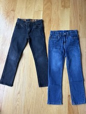LOT of 2 Boys Denim Jeans Levis Straight Blue Black Size 7