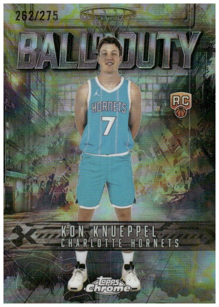 2025-26 Topps Chrome Ball of Duty Kon Knueppel RC Yellow Refractor /275 Hornets