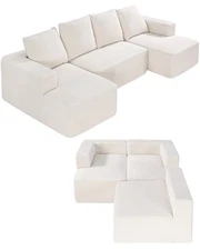 Uimoso Modular Sectional Sofa U Shaped Cloud Couch with Chaise and Cushion Beige